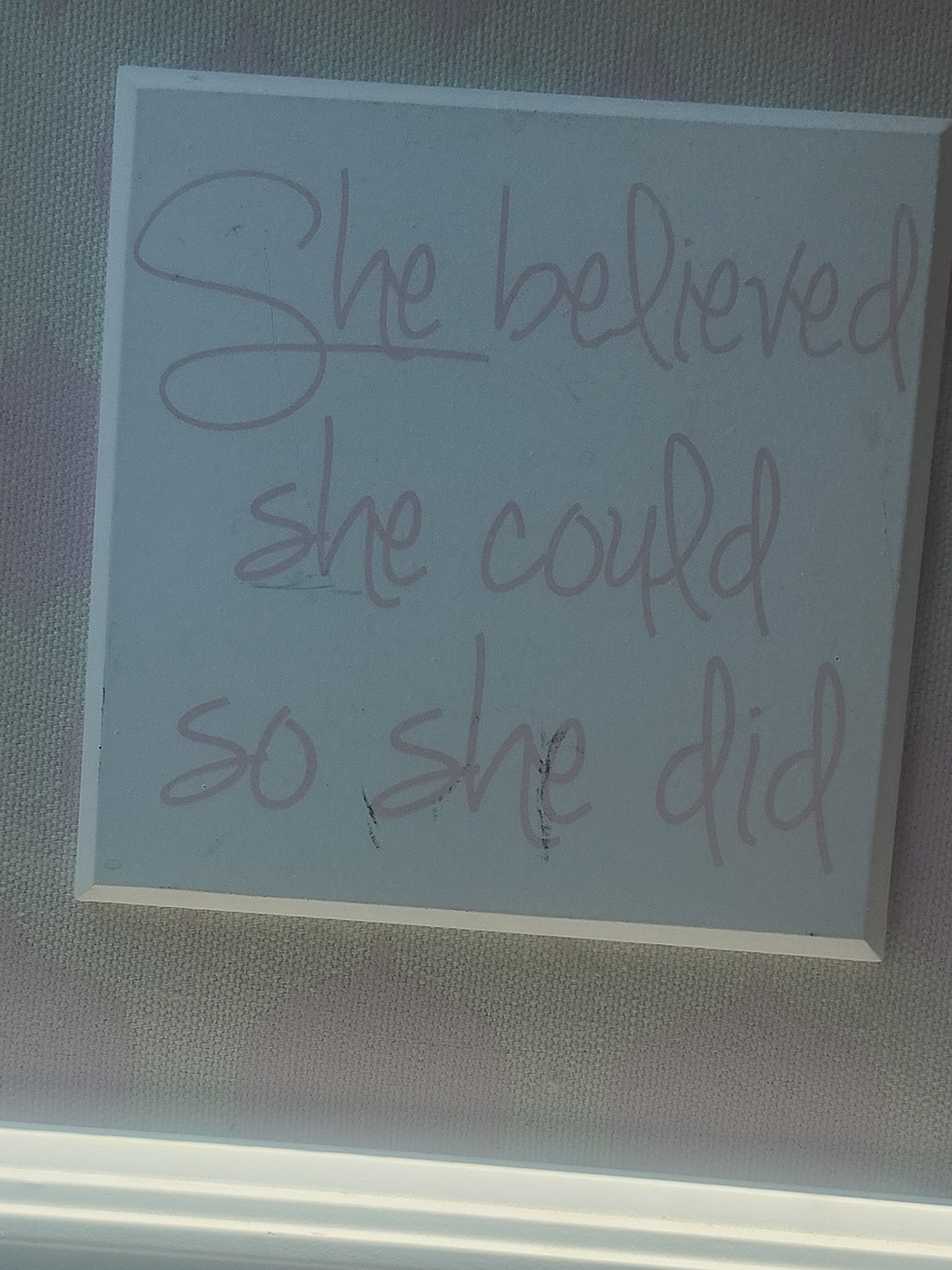 Inspirational Wall Plaque - She Believed She Could So She Did (Pink)